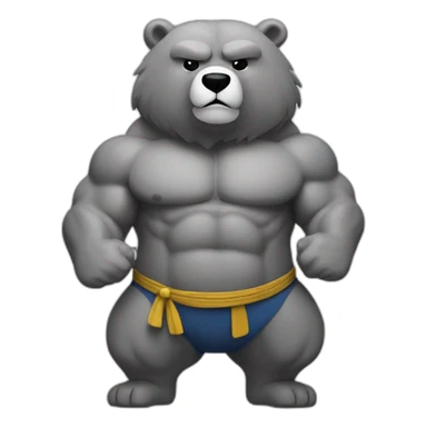 muscle hairy grey kung fu bear sticker