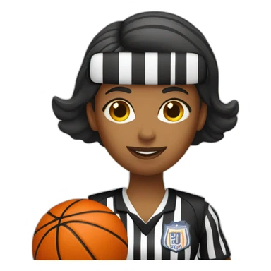 female basketball referee with Basket ball in hand sticker