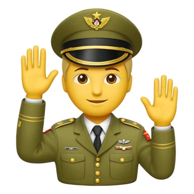 Eine salutierenden Emoji (Hautfarbe: gelb ) in Armee Klamotten männlich; salutierend mit der rechten Hand und auf der Höhe der Stirn sticker