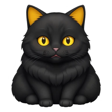 Un gato negro gordito con los ojos de color amarillos sentado sticker
