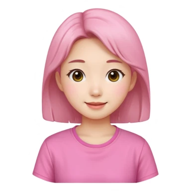 Korean girl beautiful and happy with a pink shirt sticker