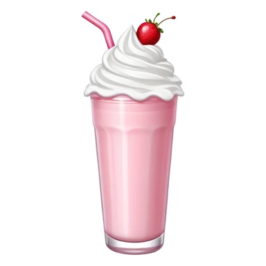 strawberry milkshake with whipped cream and cherry on top sticker