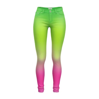 Realistic isolated side view of a pair of white,hot pink,and lime green ombre jegging pants. sticker