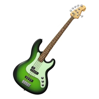 Electric Bass guitar black band green sticker