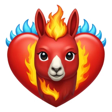 Hazme el corazón rojo y con fuego y que la llama sea azul verdoso sticker
