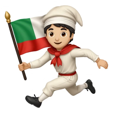 pulcinella con bandiera italiana che corre sticker