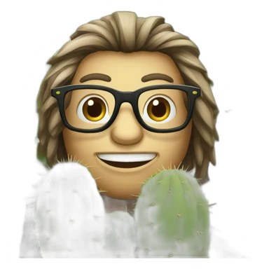 Un singe avec des lunettes qui a des cheveux de cactus un cactus sticker