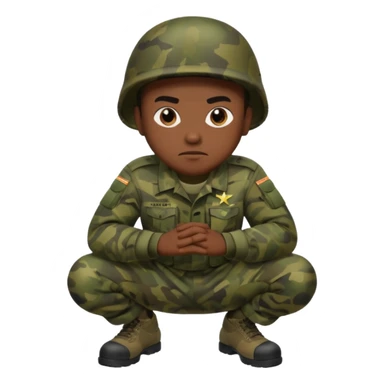 A black man squatting wearing army attire sticker