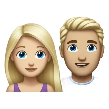 A blonde haired woman and a man with dark brown hair. They both have blue eyes  sticker