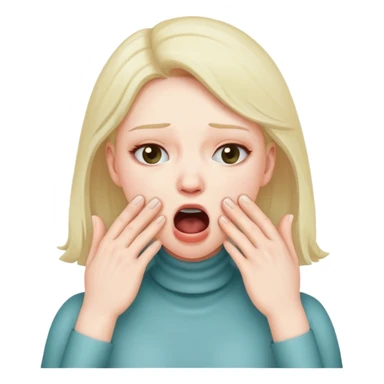 Woman pretending to gasp for air while holding her throat with two hands sticker