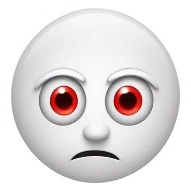 a white circle face with a red circle around it, theres 2 red eyes and inside it is white too. in the right eye it says "K" and in the left eye it says "J", the stickman has a red stoic face sticker