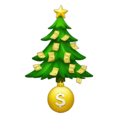 Christmas tree with money and star sticker