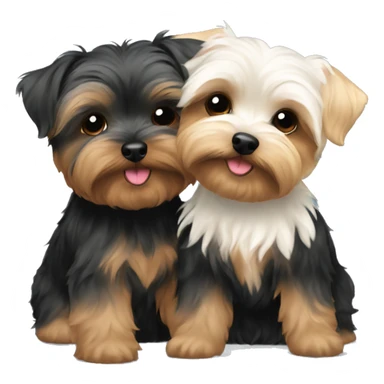 Two yorkie poo hugging each other  sticker