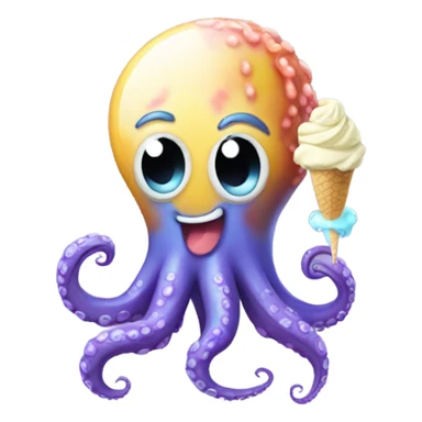 Octopus with ice cream sticker