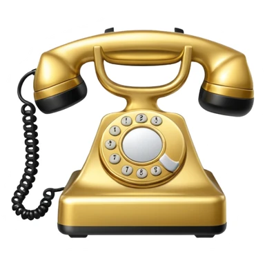 One single shiny Gold and black phone icon, png, no background, no border sticker