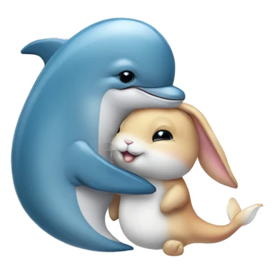 dolphin hugging a bunny rabbit sticker