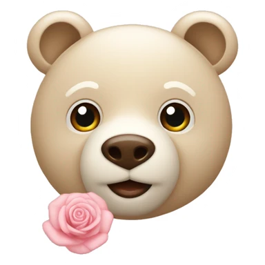 ours beige avec cœur rose pale sticker