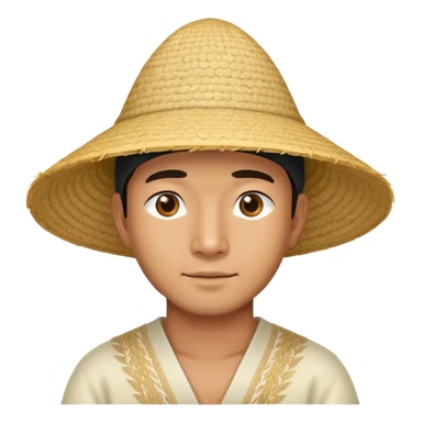 Asian man with rice hat sticker