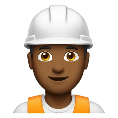 A braver man, brown skin, with a construction hat white sticker
