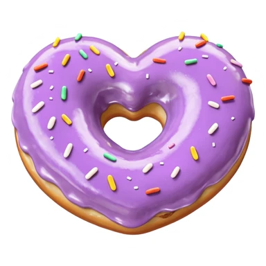 Realistic isolated heart shaped donut with pale lilac & glaze. sticker