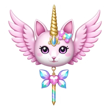 Kawaii decora cutecore starlight staff with wings and cute unicorn cat charms sticker