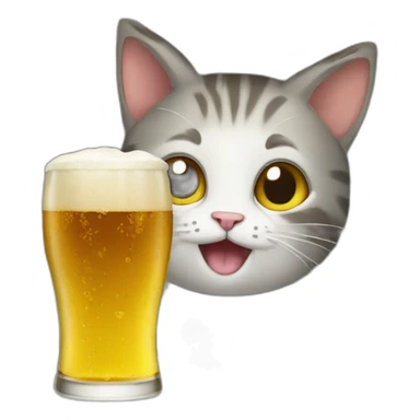 Cat drink beer sticker