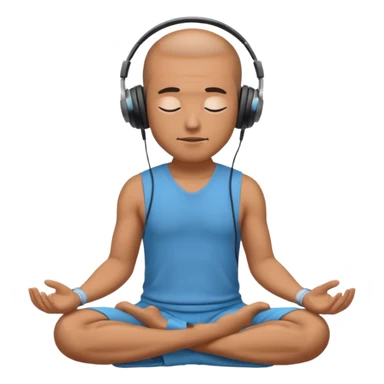 man meditating with headphones sticker