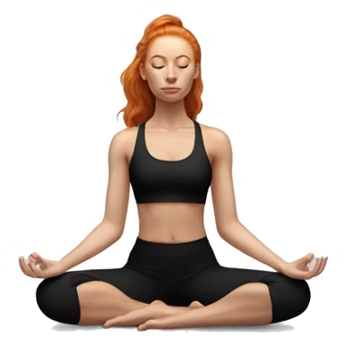 Aesthetic Ginger girl in black gym fit full body meditating  sticker