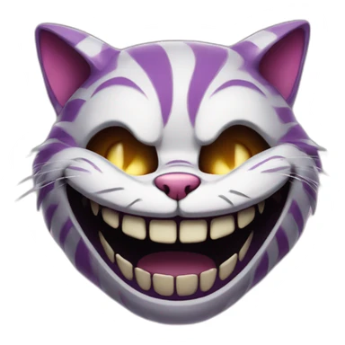 A Cheshire cat with a skull in its teeth. sticker