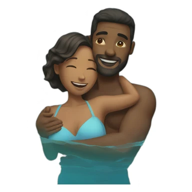 woman and man hugging in the pool sticker