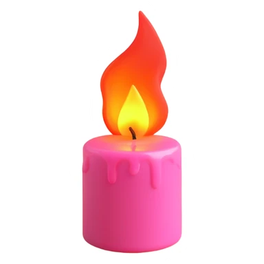 A pink candle with a flame on it, viewed from top to down. sticker