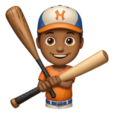 Wood log with a smiling face holding a baseball bat. sticker