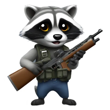 Raccoon holding a gun  sticker