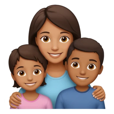 a young brown boy and a very little girl with their mother sticker