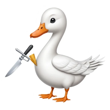 Duck holding knife but make it a white goose sticker