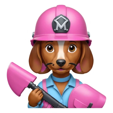 Dachshund dog (Girly one) holding pink m16 and helmet  sticker