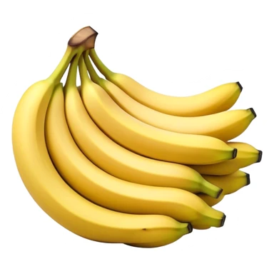 Cinematic bright yellow bananas, smooth peel with gentle curves, slightly ripened, stacked in a charming bunch, warm glowing background, soft and inviting. sticker