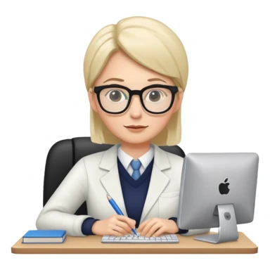 white Teacher  working at computer sticker