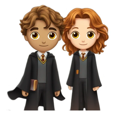 harry potter with ron weasley and hermoine granger sunset in background sticker