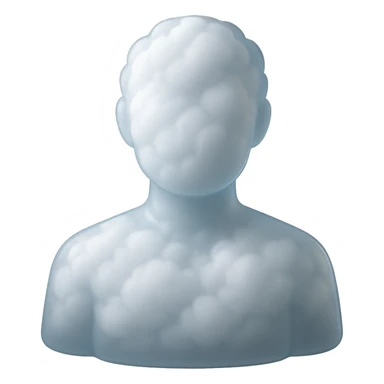 matte glass style, person shoulder up, front view, made entirely of white fluffy clouds sticker