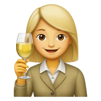 Smiling face emoji (not a person), blushing, holding white wine  sticker