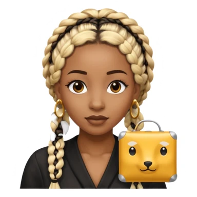 A brown skin woman with skunk type braids (blonde and black box braids)  sticker