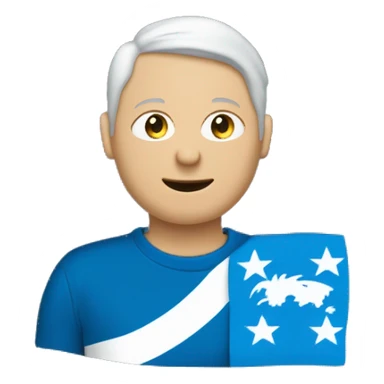 Un humain qui porte un tee-shirt bleue avec écrit nz dessus qui tient un drapeau bleu avec écrit nz dessus qu'il soye heureux et des étoiles autour de lui sticker