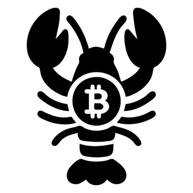 lobster holding a bitcoin sticker