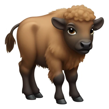 Baby bison calf fluffy sticker