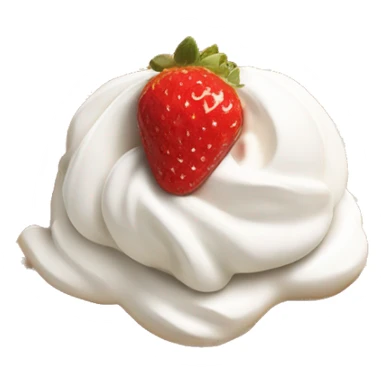 square waffle with dollop of whipped cream and one strawberries on top sticker