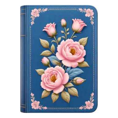 an old vintage romance book with an old cover in light pink and denim blue sticker