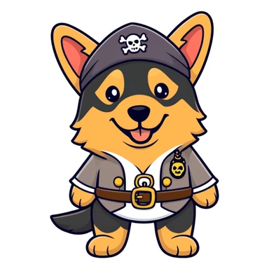 German shepherd usando fantasia de pirata  sticker