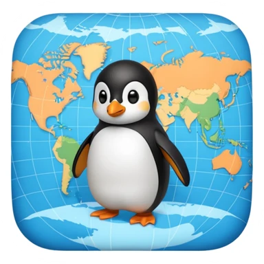 Pinguin auf Weltkarte sticker