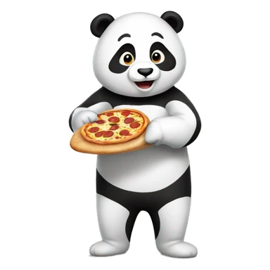man in panda suit holding pizza sticker